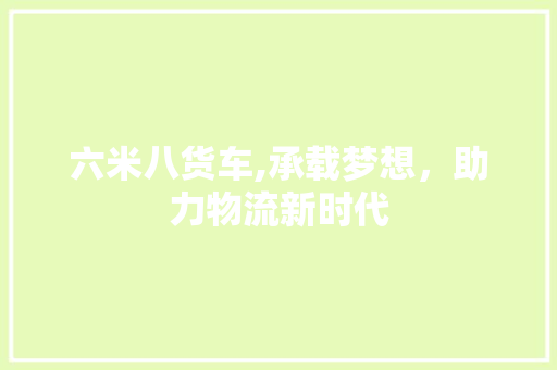 六米八货车,承载梦想，助力物流新时代