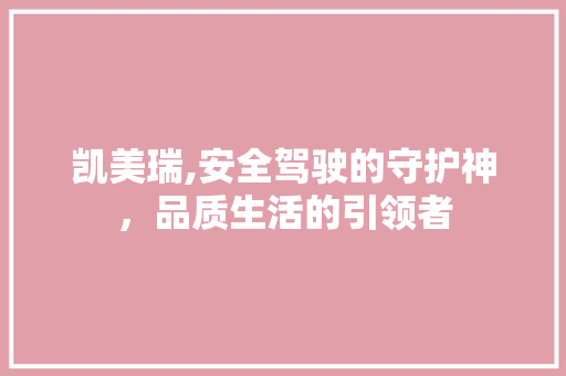 凯美瑞,安全驾驶的守护神，品质生活的引领者