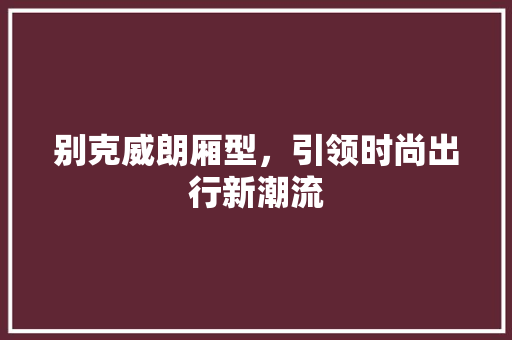 别克威朗厢型，引领时尚出行新潮流