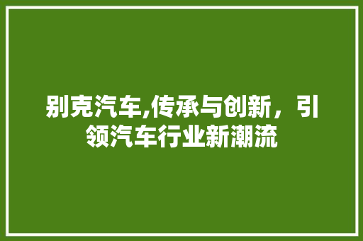 别克汽车,传承与创新，引领汽车行业新潮流