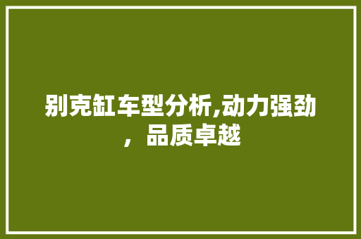 别克缸车型分析,动力强劲，品质卓越