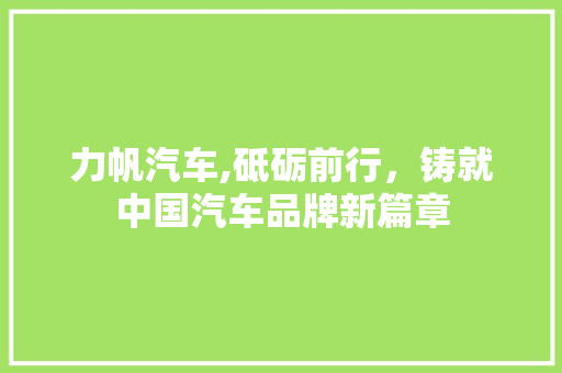 力帆汽车,砥砺前行，铸就中国汽车品牌新篇章