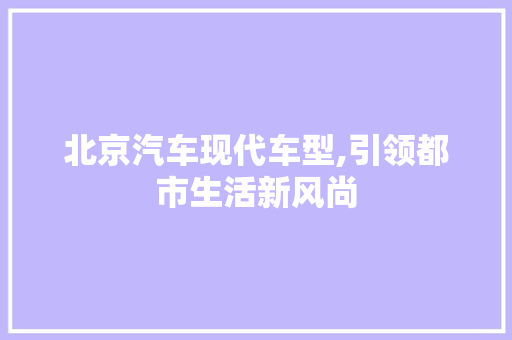 北京汽车现代车型,引领都市生活新风尚