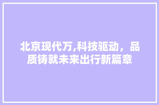 北京现代万,科技驱动，品质铸就未来出行新篇章