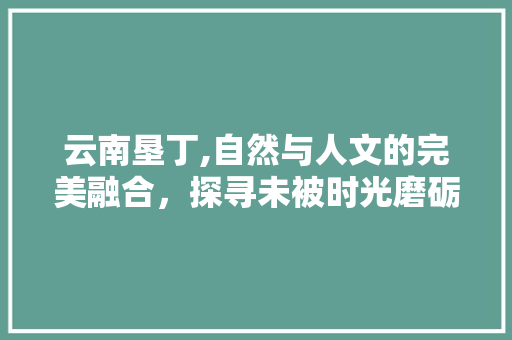 云南垦丁,自然与人文的完美融合，探寻未被时光磨砺的秘境