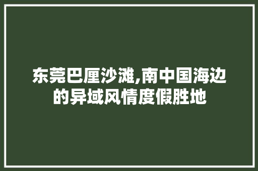 东莞巴厘沙滩,南中国海边的异域风情度假胜地