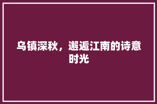 乌镇深秋，邂逅江南的诗意时光