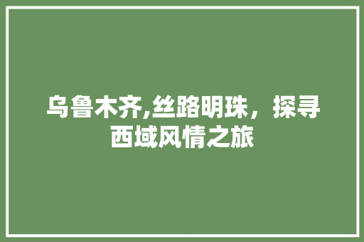 乌鲁木齐,丝路明珠，探寻西域风情之旅