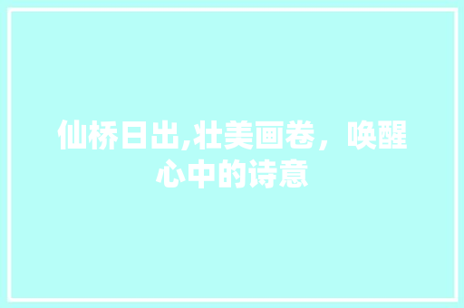 仙桥日出,壮美画卷，唤醒心中的诗意