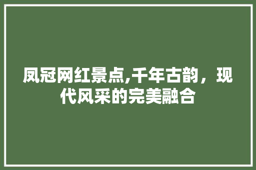 凤冠网红景点,千年古韵，现代风采的完美融合