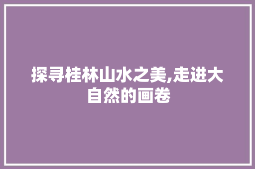 探寻桂林山水之美,走进大自然的画卷