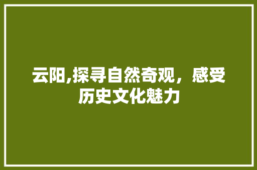 云阳,探寻自然奇观，感受历史文化魅力