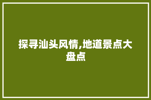 探寻汕头风情,地道景点大盘点