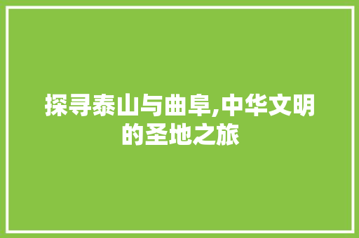 探寻泰山与曲阜,中华文明的圣地之旅