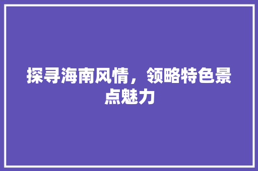 探寻海南风情，领略特色景点魅力