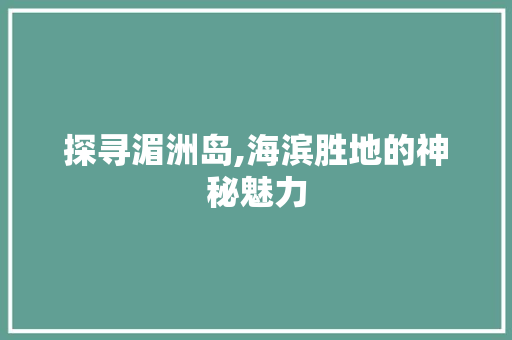 探寻湄洲岛,海滨胜地的神秘魅力