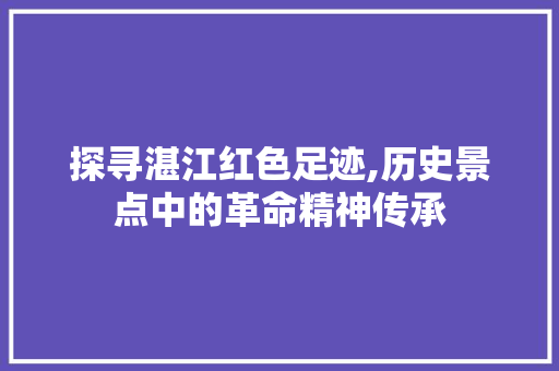 探寻湛江红色足迹,历史景点中的革命精神传承