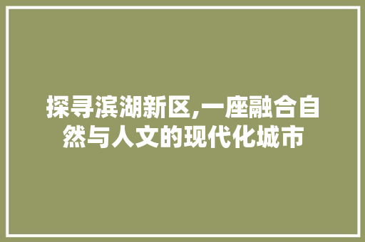 探寻滨湖新区,一座融合自然与人文的现代化城市