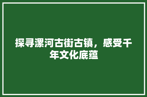 探寻漯河古街古镇，感受千年文化底蕴