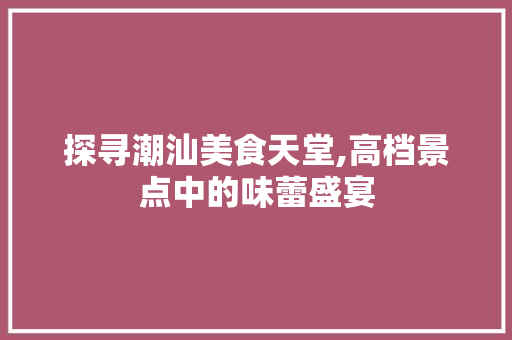 探寻潮汕美食天堂,高档景点中的味蕾盛宴