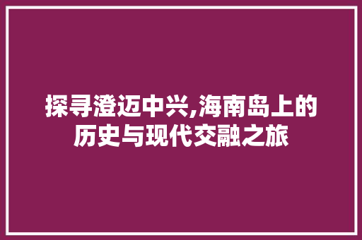 探寻澄迈中兴,海南岛上的历史与现代交融之旅