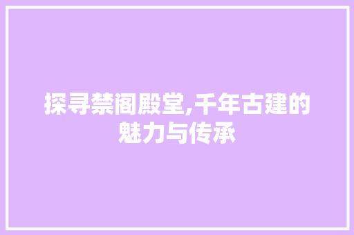 探寻禁阁殿堂,千年古建的魅力与传承