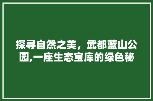 探寻自然之美，武都蓝山公园,一座生态宝库的绿色秘境