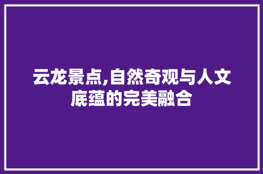 云龙景点,自然奇观与人文底蕴的完美融合