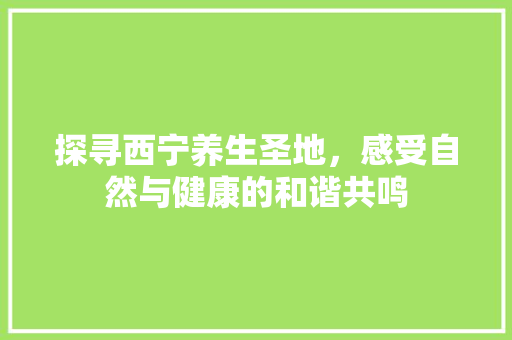 探寻西宁养生圣地，感受自然与健康的和谐共鸣