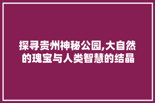 探寻贵州神秘公园,大自然的瑰宝与人类智慧的结晶