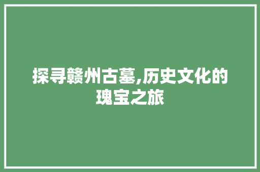 探寻赣州古墓,历史文化的瑰宝之旅