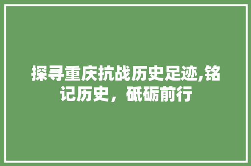 探寻重庆抗战历史足迹,铭记历史，砥砺前行