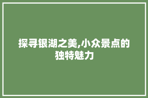 探寻银湖之美,小众景点的独特魅力