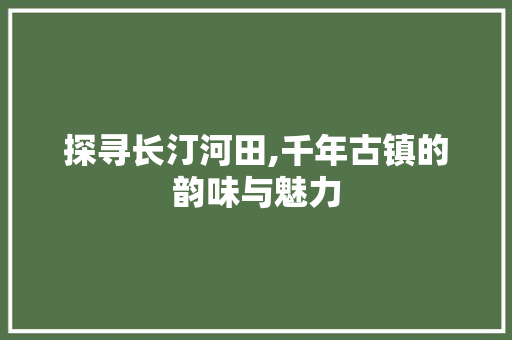 探寻长汀河田,千年古镇的韵味与魅力