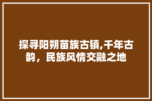 探寻阳朔苗族古镇,千年古韵，民族风情交融之地