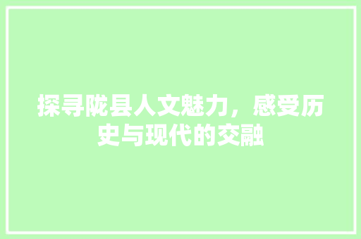 探寻陇县人文魅力，感受历史与现代的交融