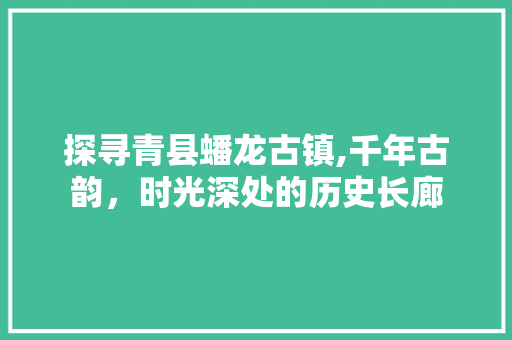 探寻青县蟠龙古镇,千年古韵，时光深处的历史长廊