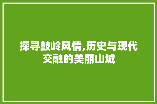 探寻鼓岭风情,历史与现代交融的美丽山城