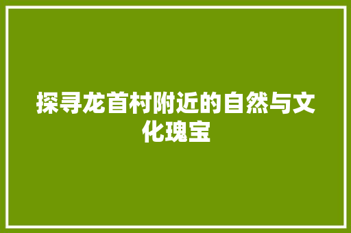 探寻龙首村附近的自然与文化瑰宝