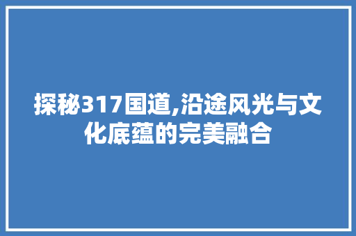 探秘317国道,沿途风光与文化底蕴的完美融合