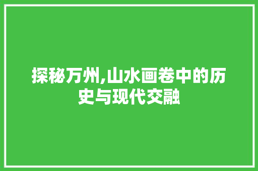 探秘万州,山水画卷中的历史与现代交融