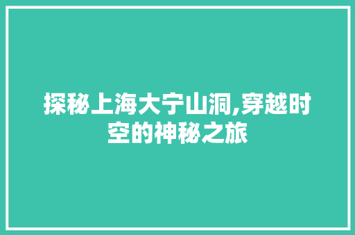 探秘上海大宁山洞,穿越时空的神秘之旅