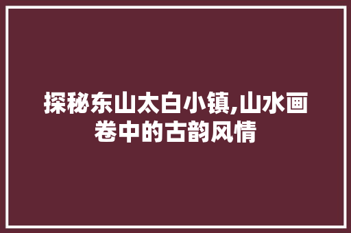 探秘东山太白小镇,山水画卷中的古韵风情