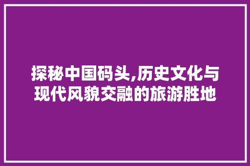 探秘中国码头,历史文化与现代风貌交融的旅游胜地