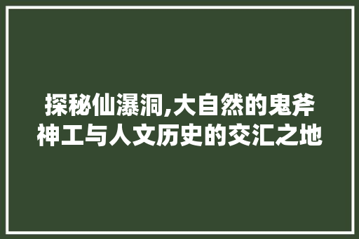 探秘仙瀑洞,大自然的鬼斧神工与人文历史的交汇之地