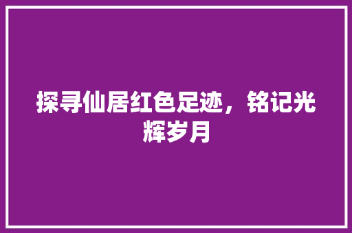 探寻仙居红色足迹，铭记光辉岁月