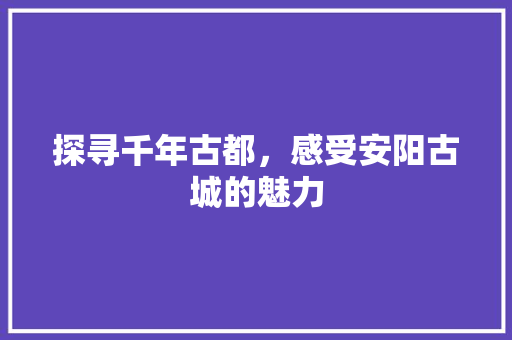 探寻千年古都，感受安阳古城的魅力