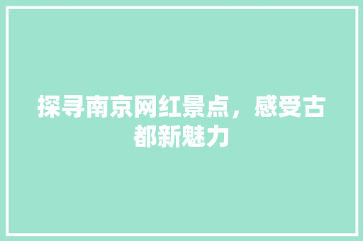 探寻南京网红景点，感受古都新魅力