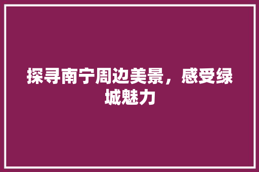 探寻南宁周边美景，感受绿城魅力