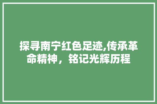 探寻南宁红色足迹,传承革命精神，铭记光辉历程